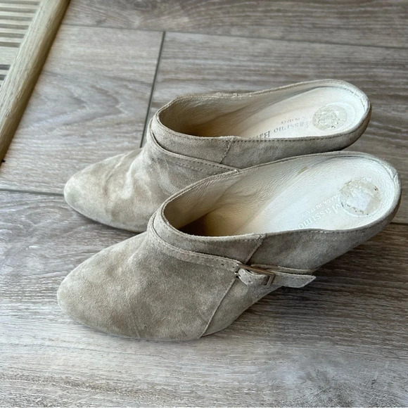 Massimo Baldi Taupe Suede Leather Mules Made in Italy - Picture 3 of 13